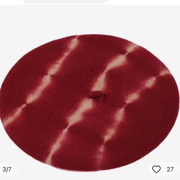 Red French tie dye beret - Picture 2 of 7